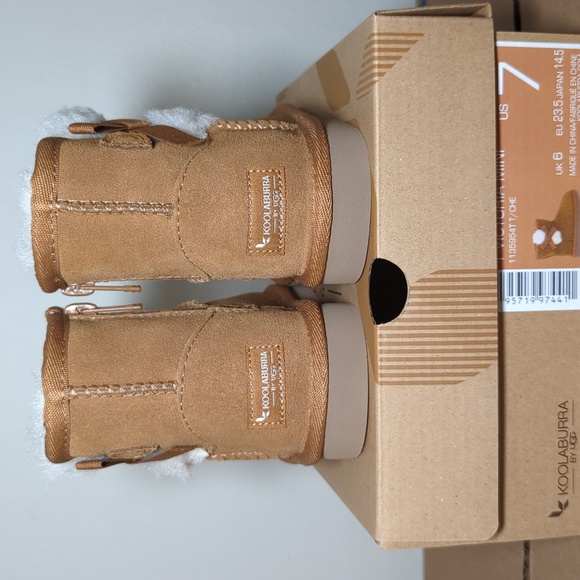 Koolaburra by Ugg Victoria Mini Girls Suede Boots Faux Fur Lined Toddler Size 7 - Picture 4 of 8